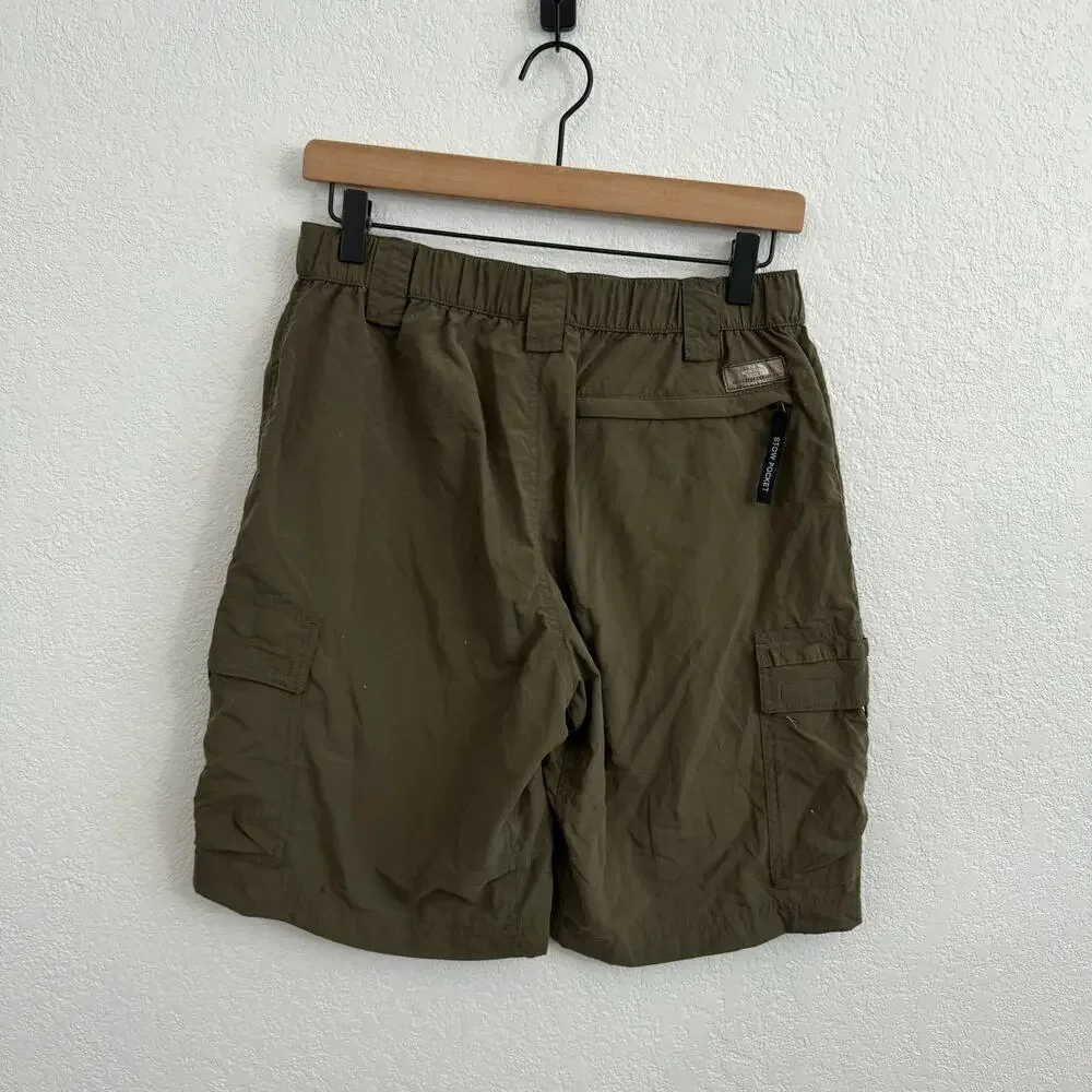 The North Face Men's Elastic Waist Outdoor Hiking Cargo Shorts Olive Green S
